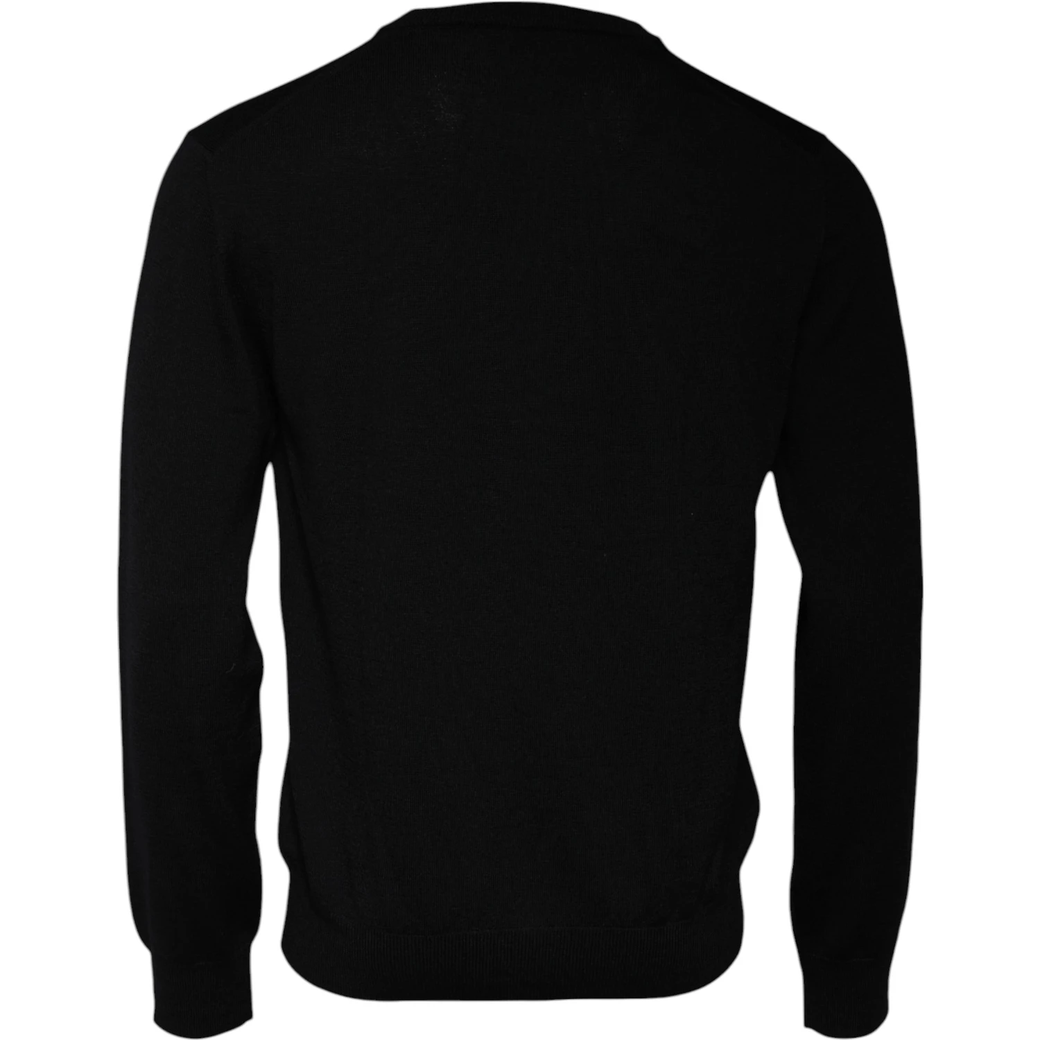 Black Logo Wool Crew Neck Pullover Sweater