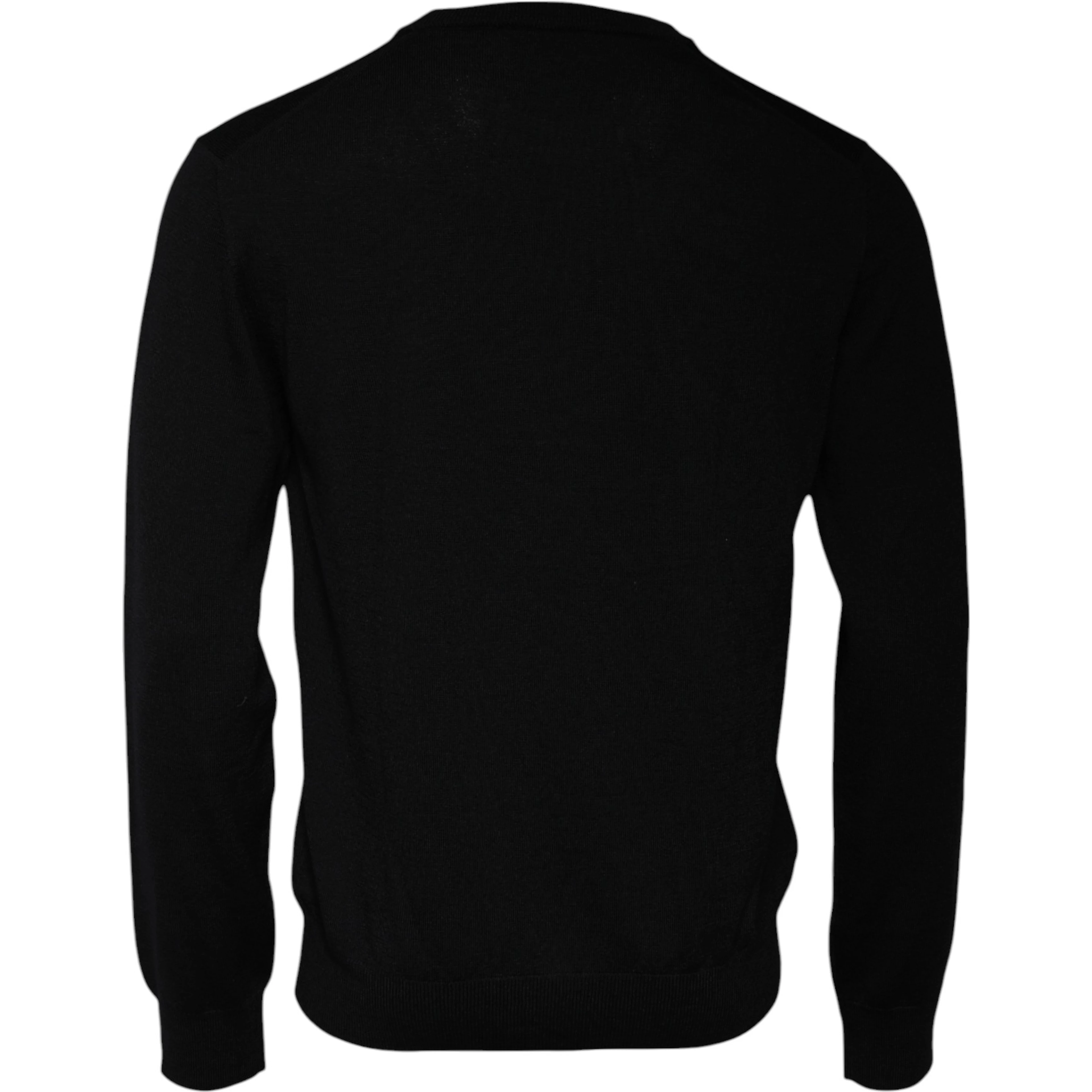 Black Logo Wool Crew Neck Pullover Sweater