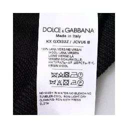 Black Logo Wool Crew Neck Pullover Sweater
