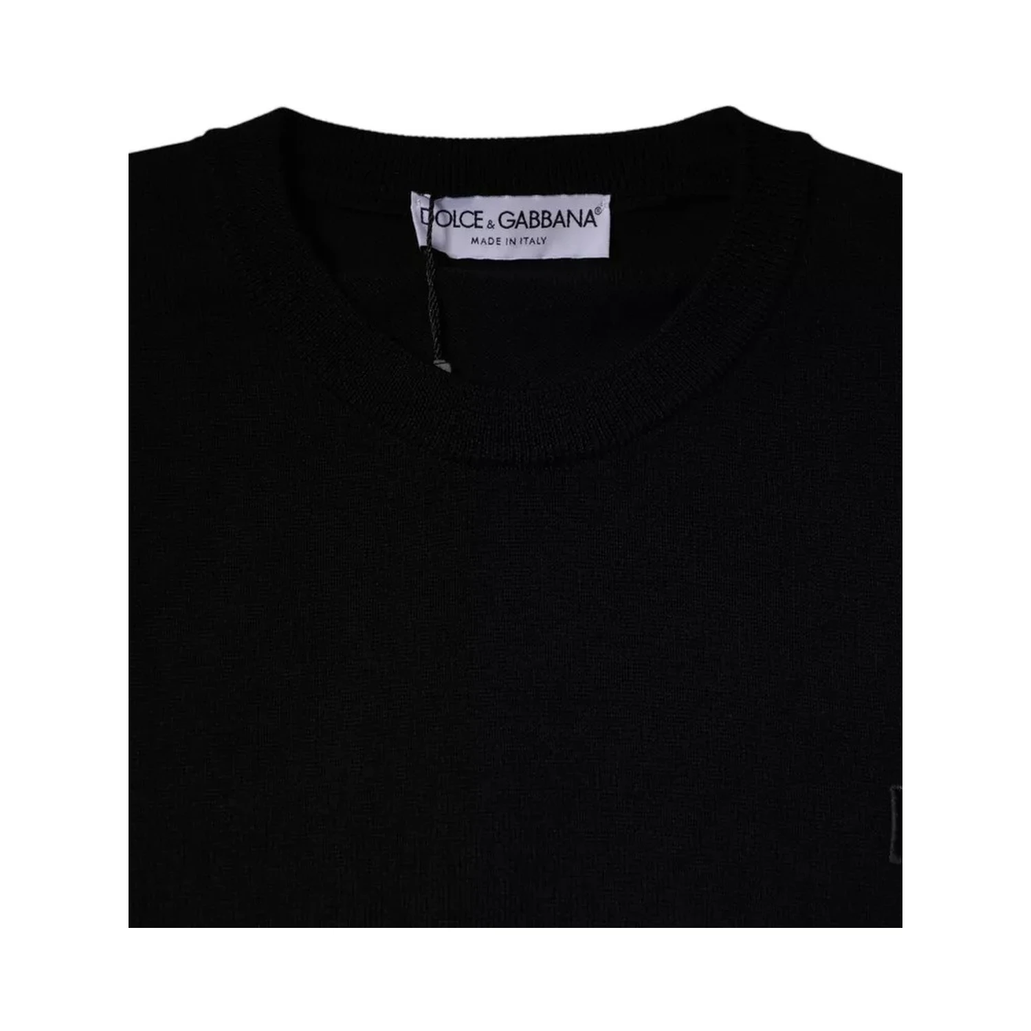 Black Logo Wool Crew Neck Pullover Sweater