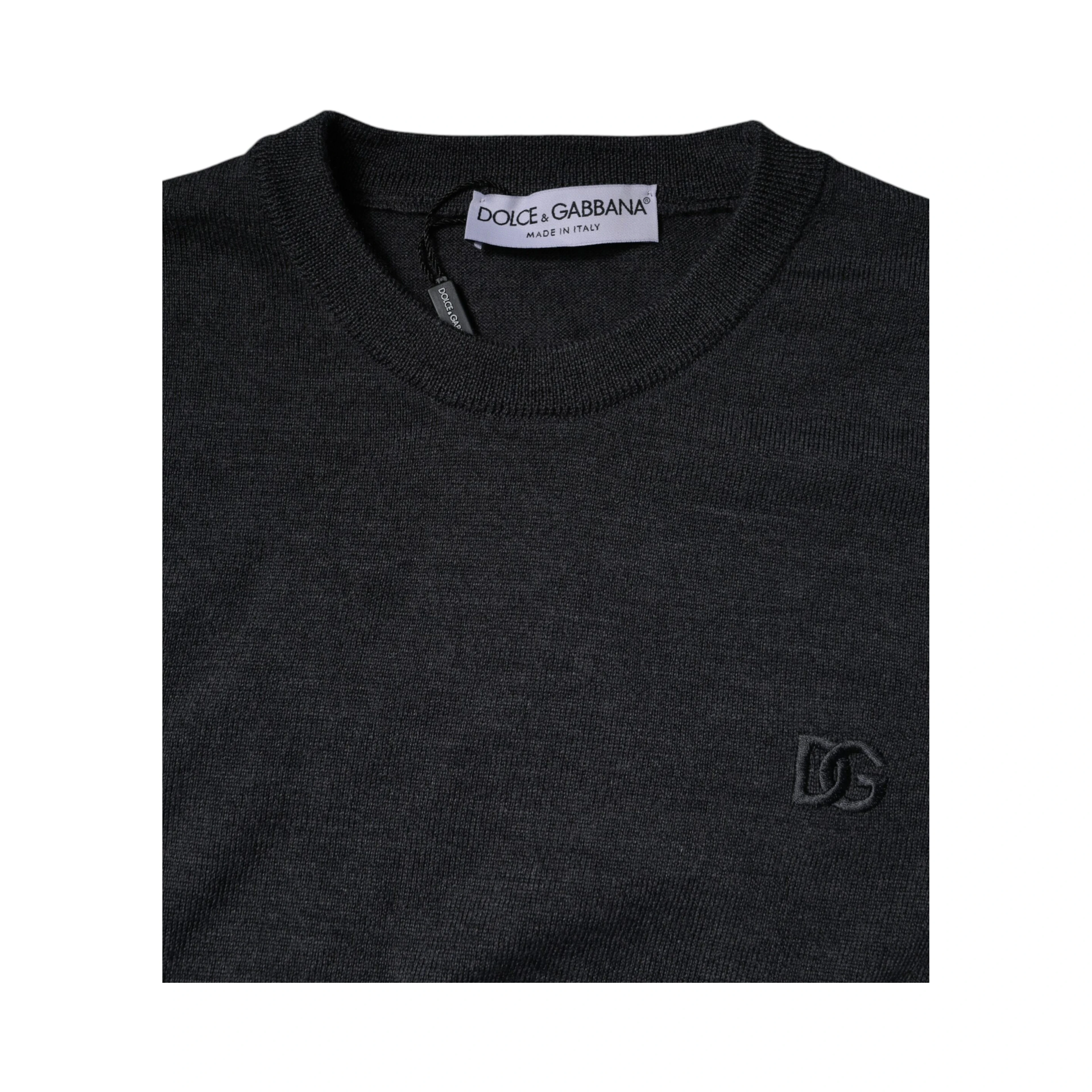 Dark Gray DG Logo Crew Neck Pullover Sweater