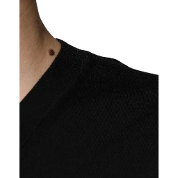 Black Cashmere V-neck Pullover Sweater