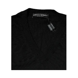 Black Cashmere V-neck Pullover Sweater