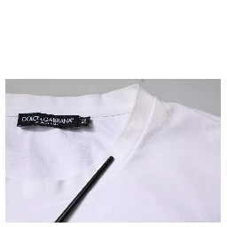 White Logo Embellished Crew Neck T-shirt