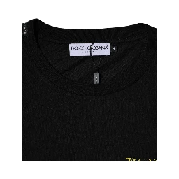 Black Logo Print Cotton Short Sleeves T-shirt