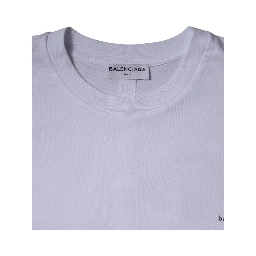White Logo Cotton Crew Neck Short Sleeves T-shirt
