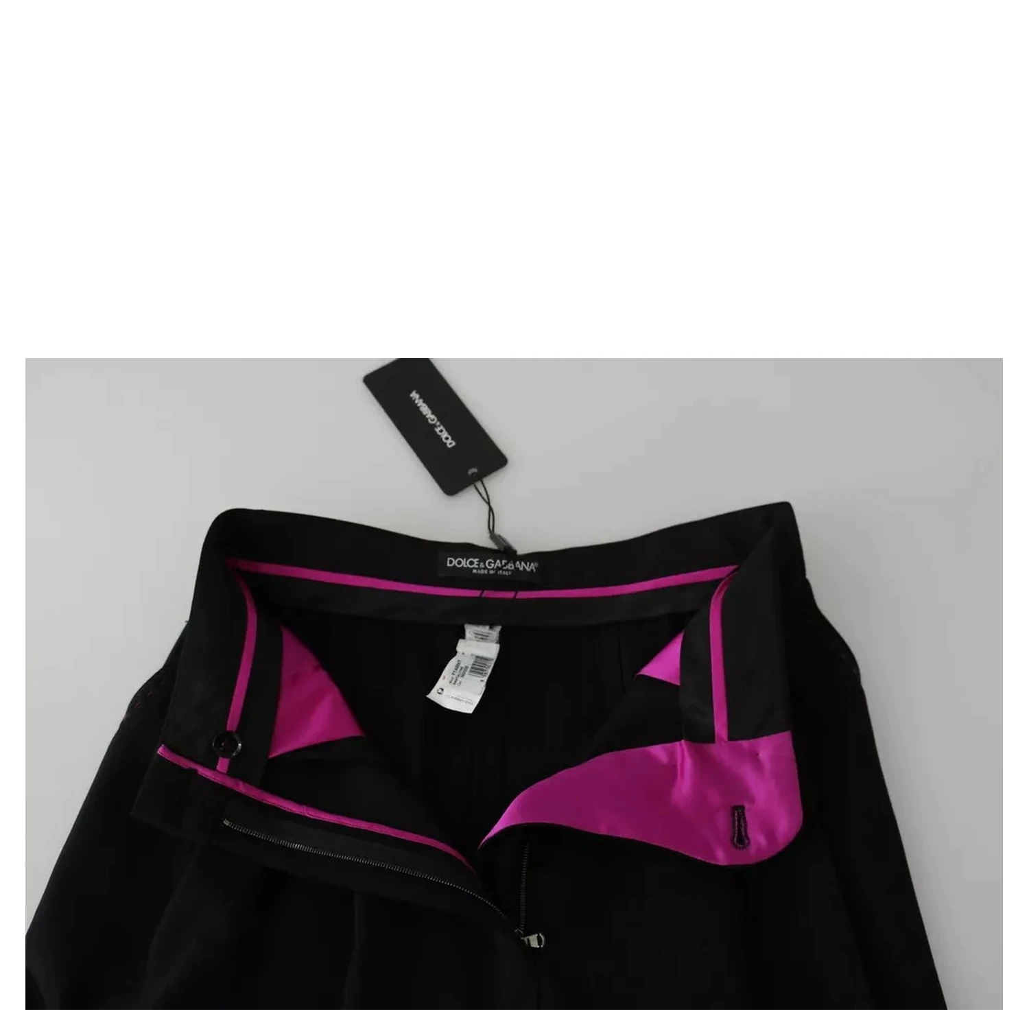 Black Wool High Waist Pleat Front Cropped Pants