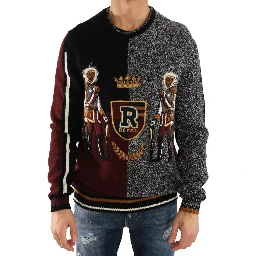 Multicolor KING Knight Monkey Knitted Cashmere Wool Sweater