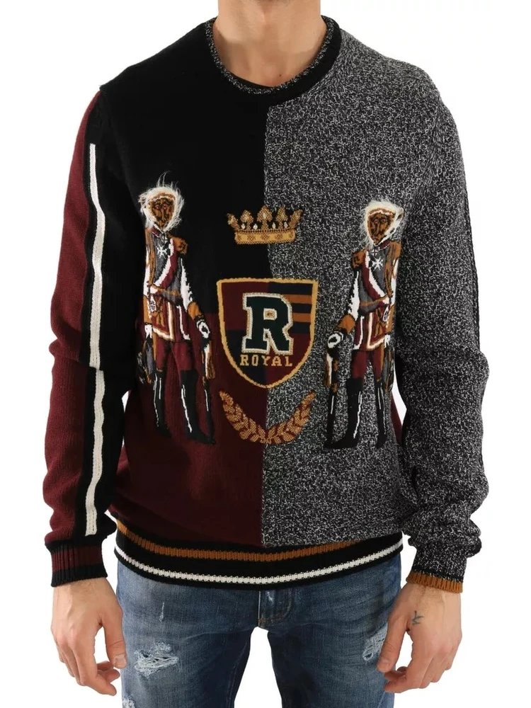 Multicolor KING Knight Monkey Knitted Cashmere Wool Sweater alternative
