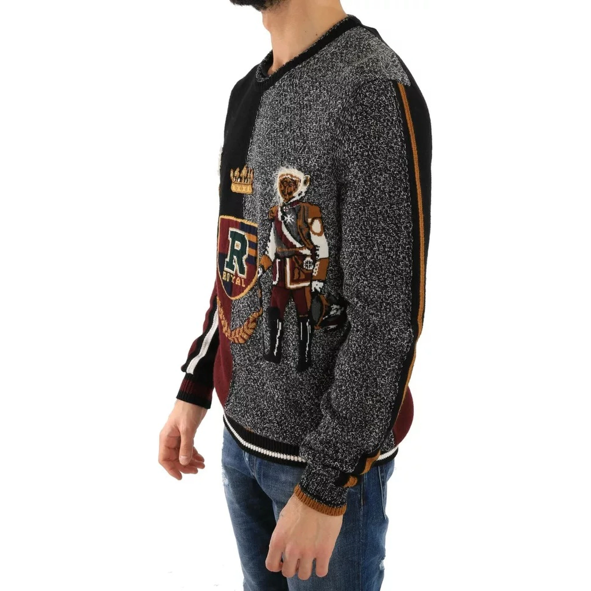 Multicolor KING Knight Monkey Knitted Cashmere Wool Sweater