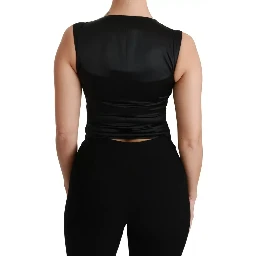 Black Lace Waistcoat Slim Vest Silk Top