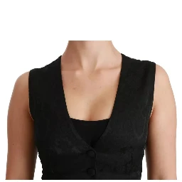 Black Lace Waistcoat Slim Vest Silk Top