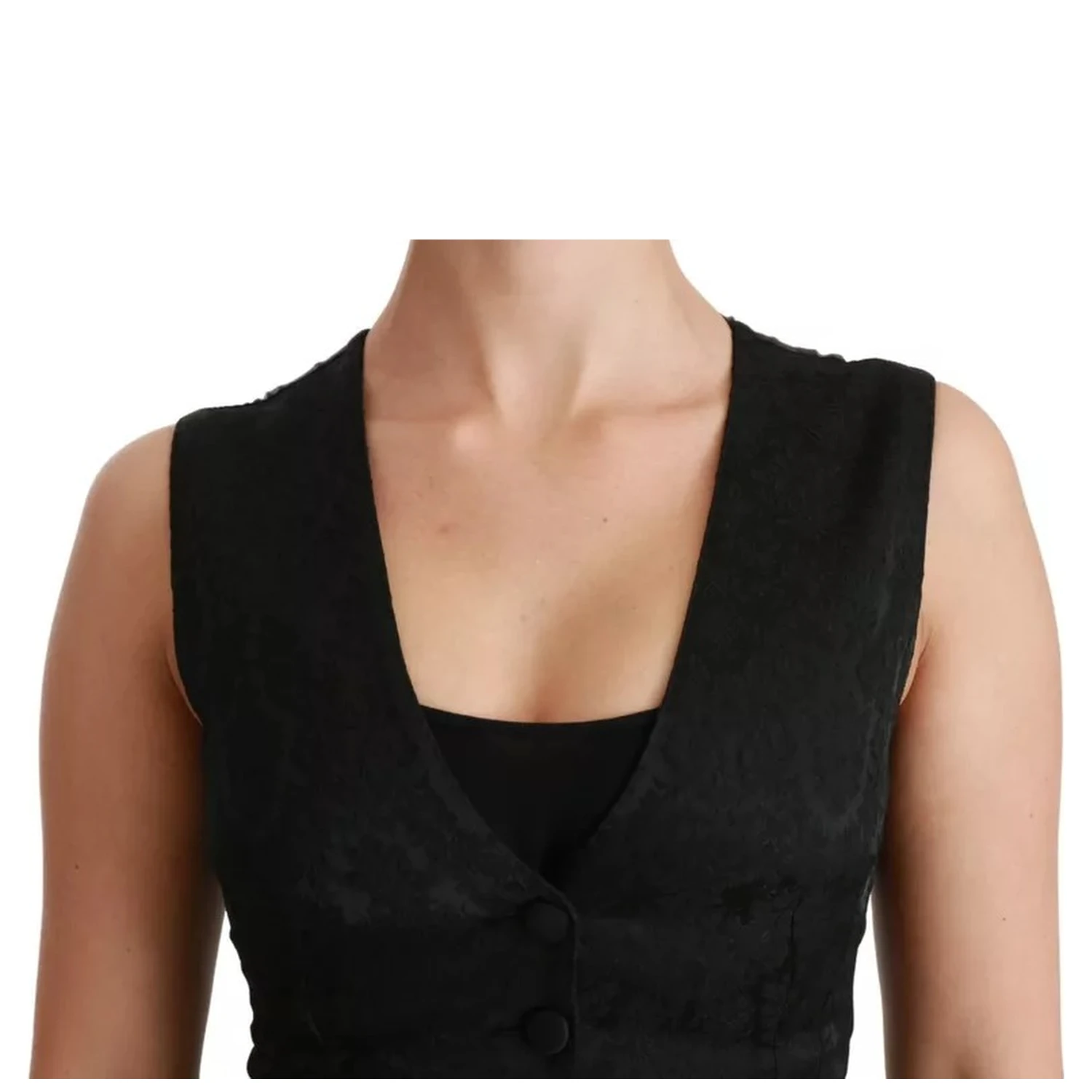 Black Lace Waistcoat Slim Vest Silk Top