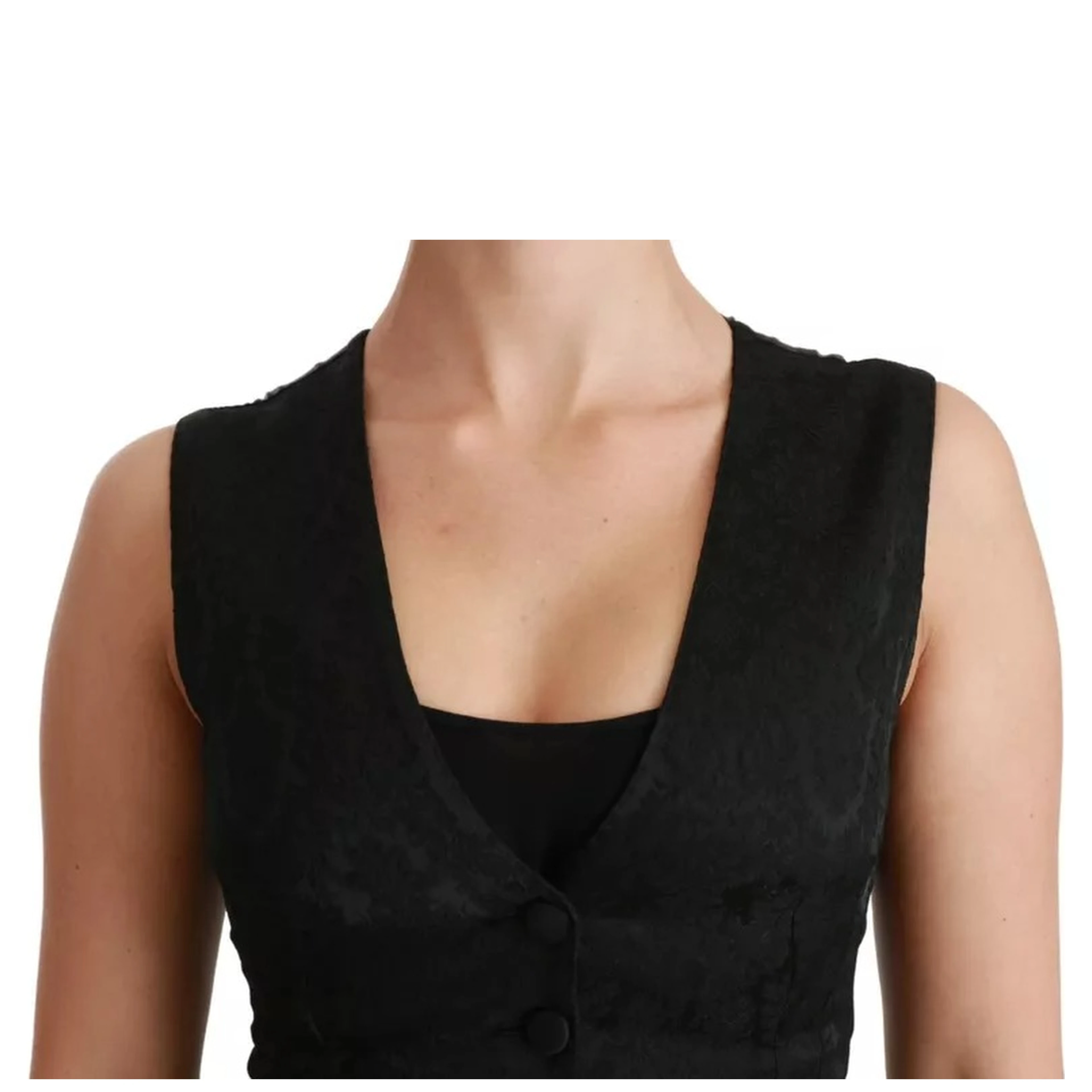 Black Lace Waistcoat Slim Vest Silk Top