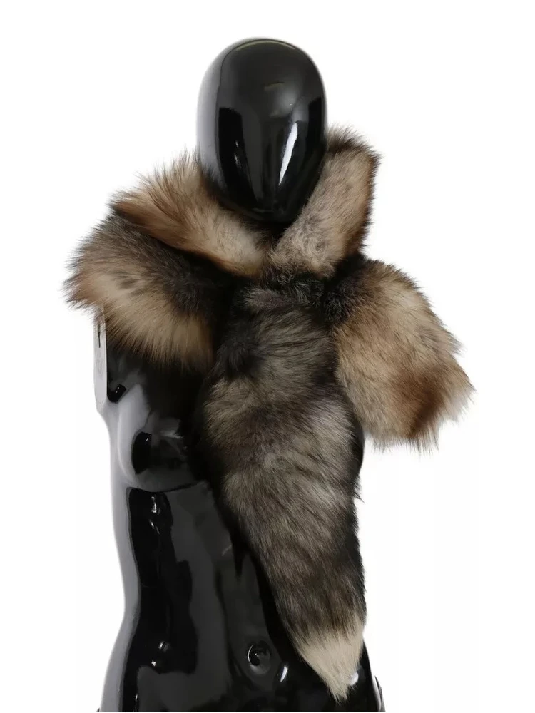Brown Fox Tail Fur Shawl Neck Wrap Cover Collar Scarf