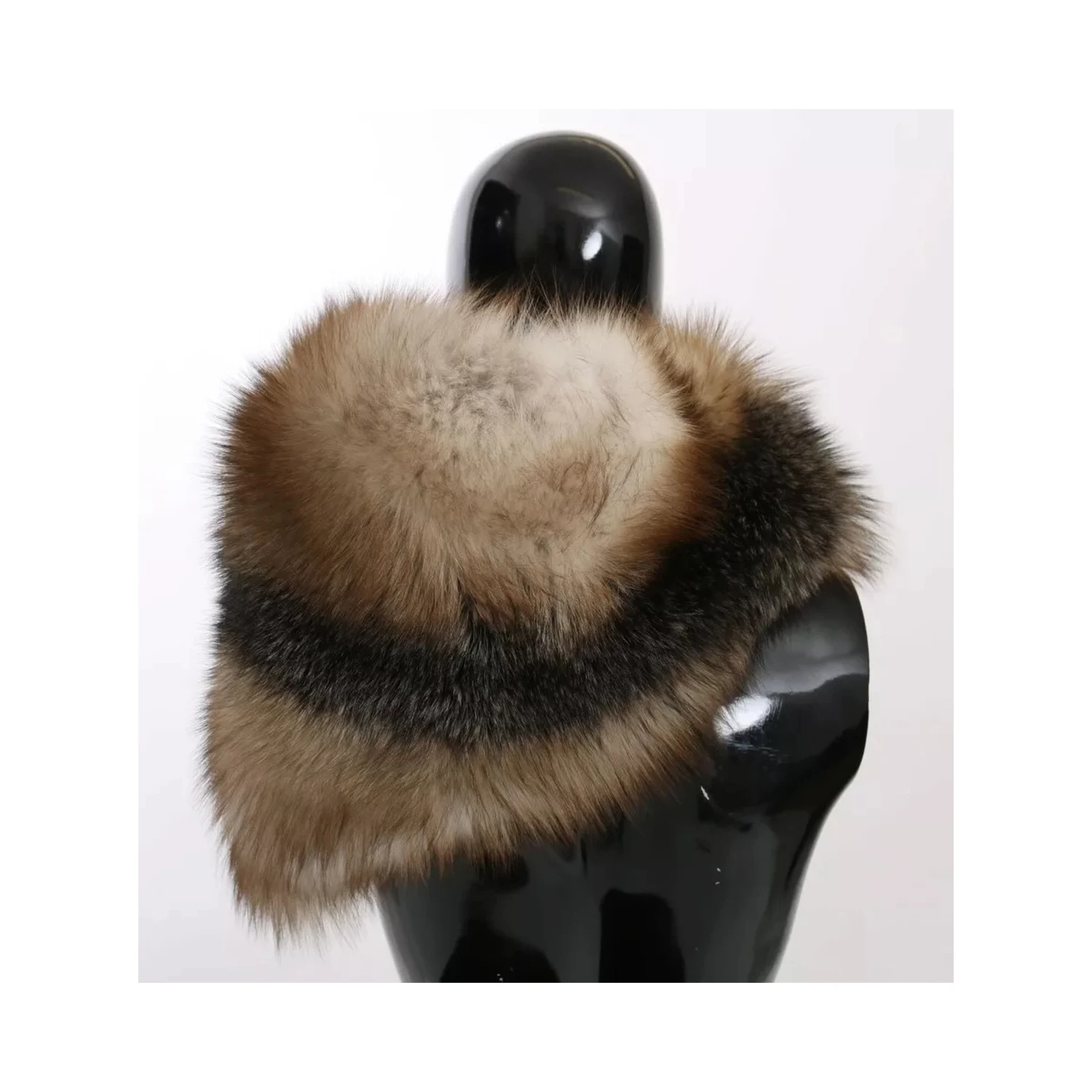 Brown Fox Tail Fur Shawl Neck Wrap Cover Collar Scarf