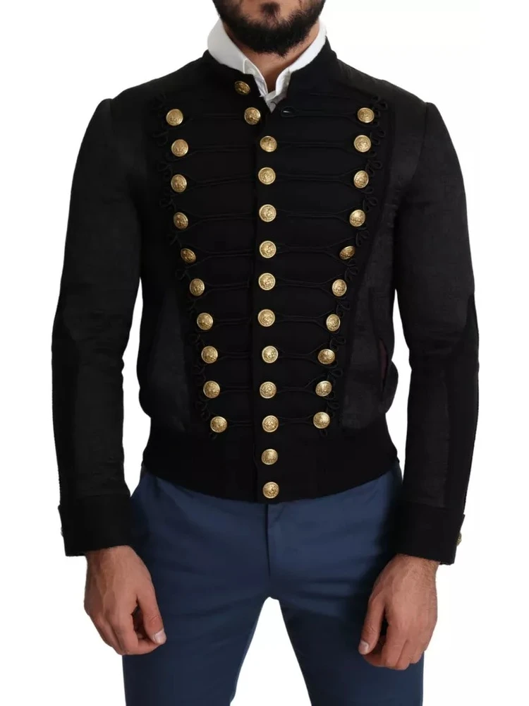 Black Button Embellished Military Jacket alternative