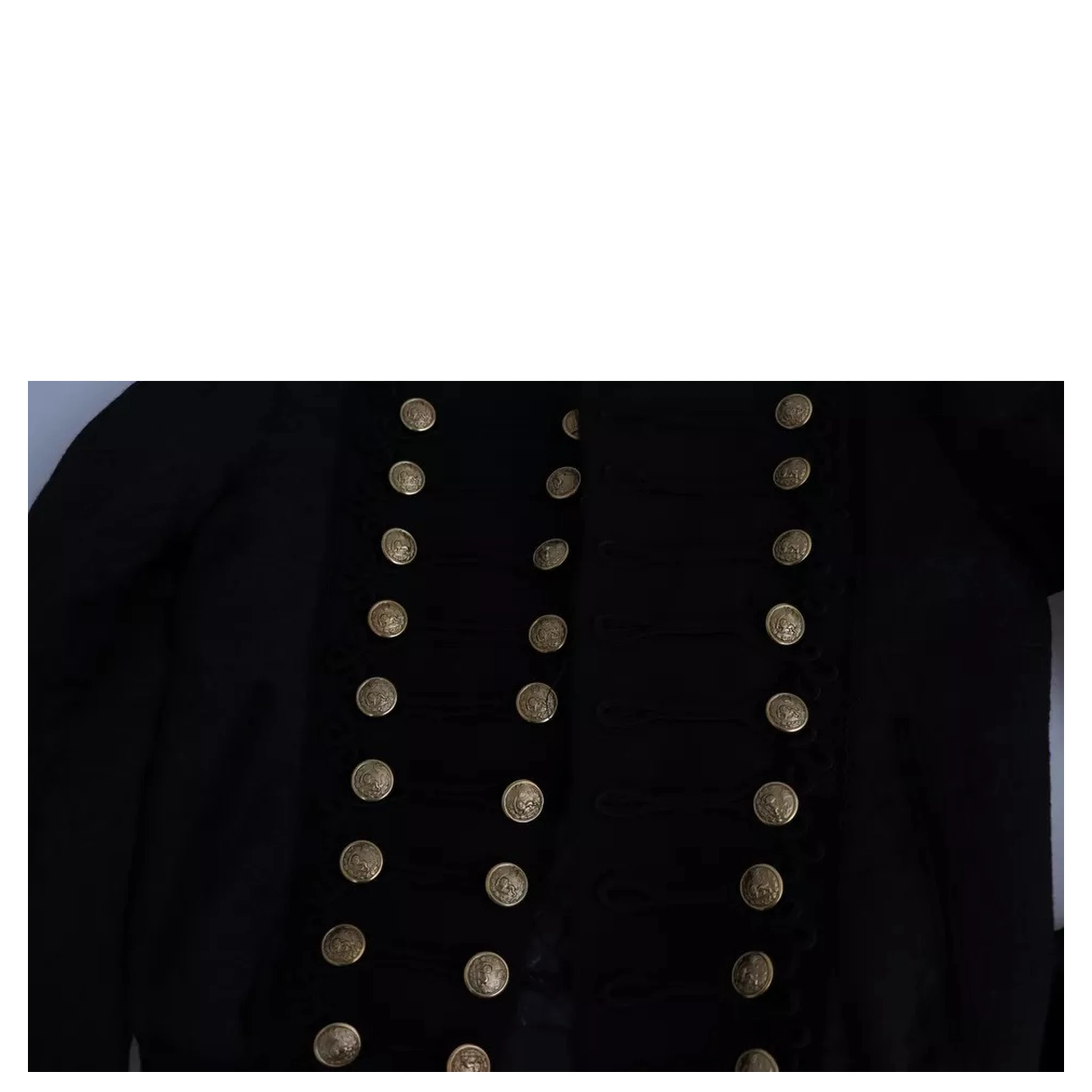 Black Button Embellished Military Jacket