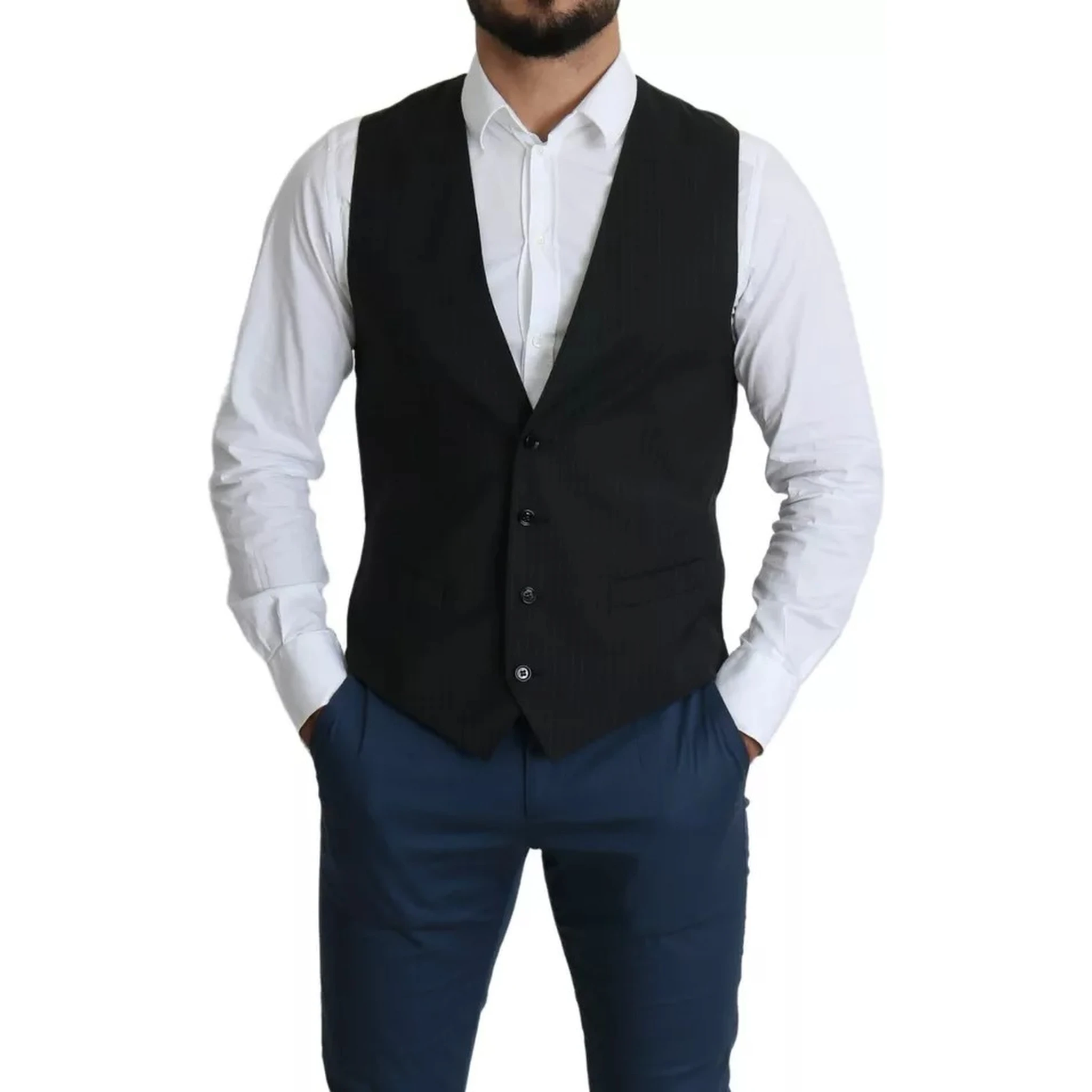 Black Men Formal STAFF Dress Waistcoat Vest