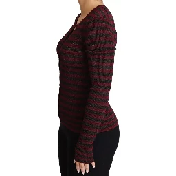 Black Red Striped Womens Cardigan Sweater