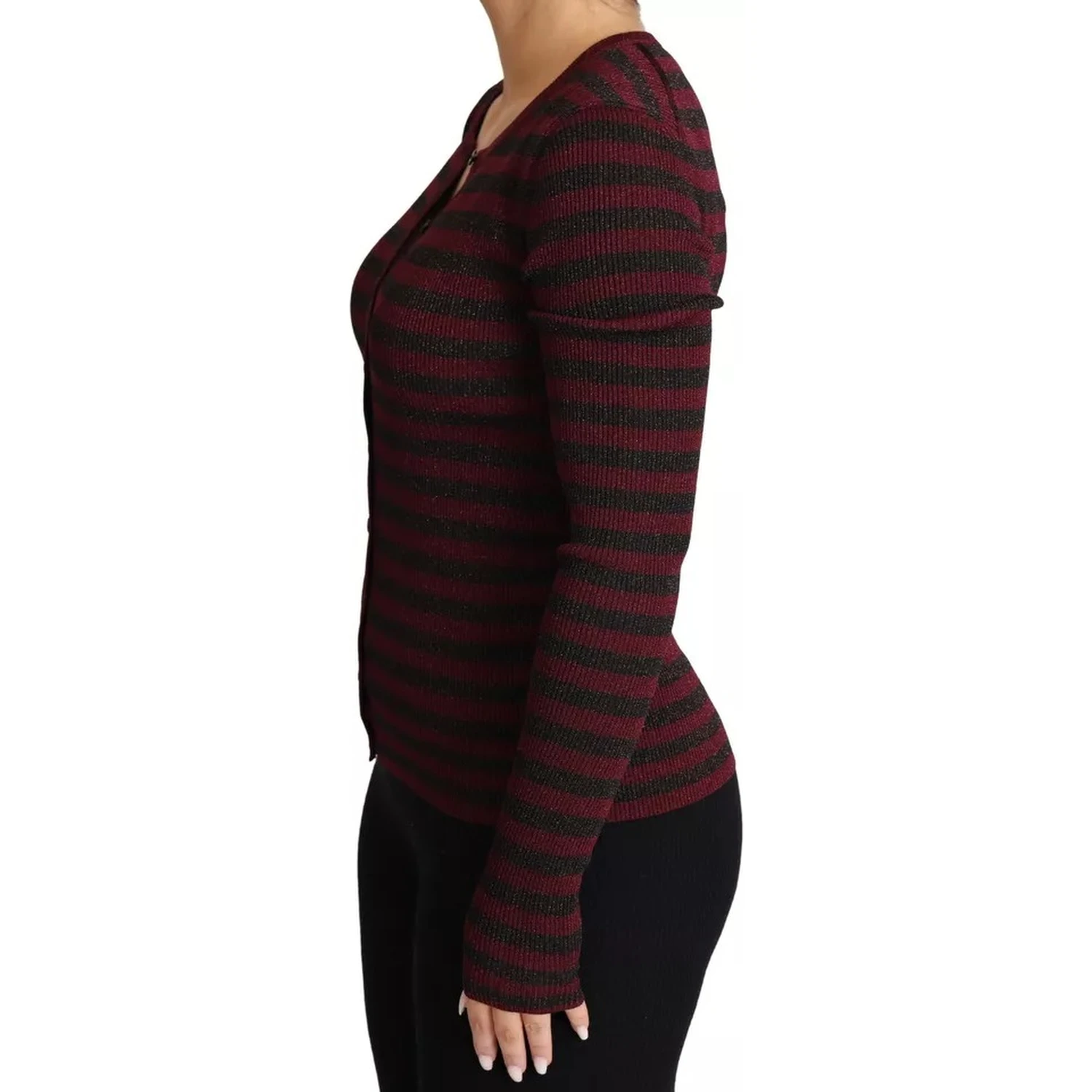Black Red Striped Womens Cardigan Sweater