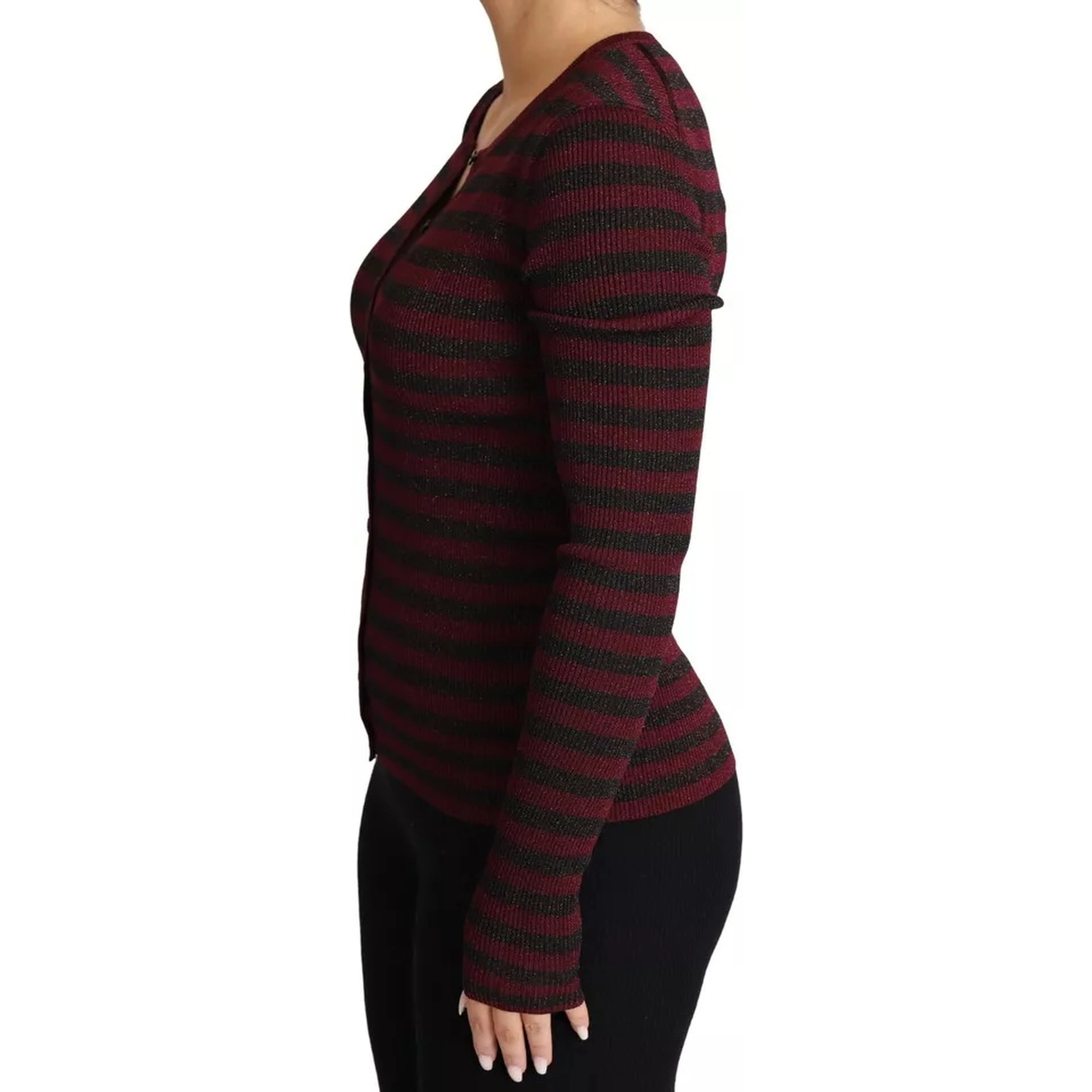 Black Red Striped Womens Cardigan Sweater