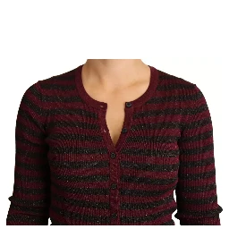 Black Red Striped Womens Cardigan Sweater