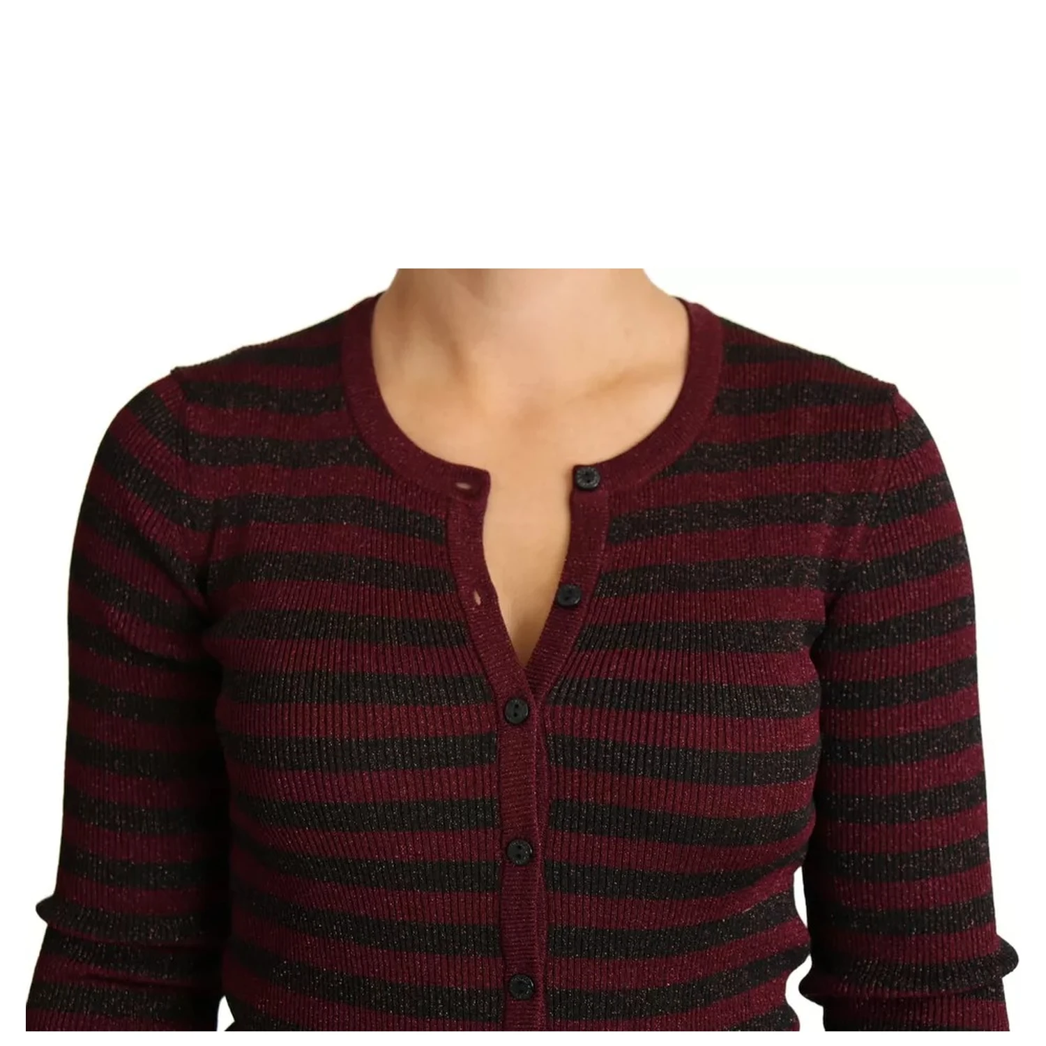 Black Red Striped Womens Cardigan Sweater