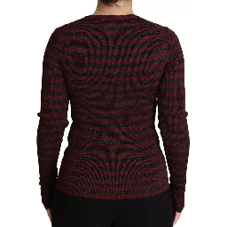 Black Red Striped Womens Cardigan Sweater