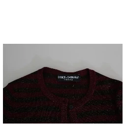 Black Red Striped Womens Cardigan Sweater