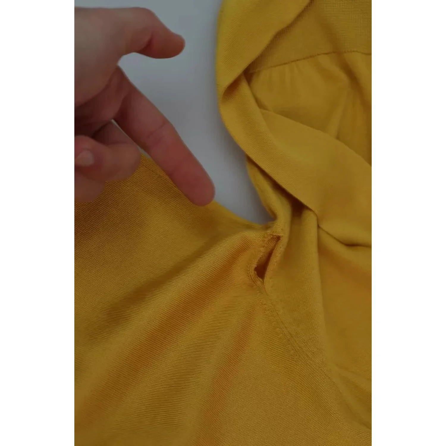 Yellow Silk Knit Pullover Ascot Collar Top