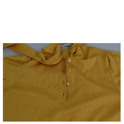 Yellow Silk Knit Pullover Ascot Collar Top