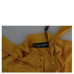 Yellow Silk Knit Pullover Ascot Collar Top