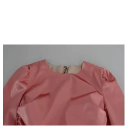 Pink Long Sleeves Bodycon Sheath Midi Dress