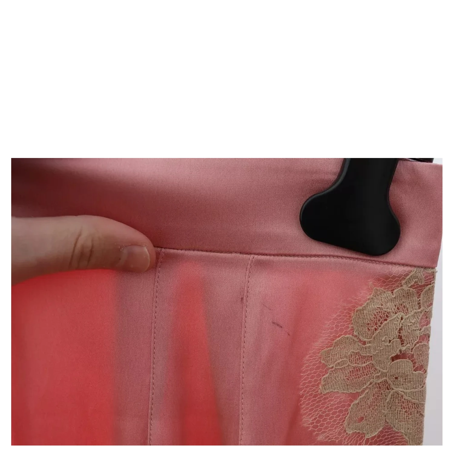 Pink Lace Trimmed Silk Satin Wide Legs Pants