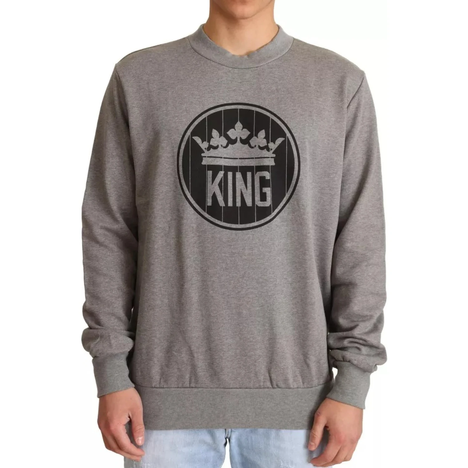 Gray Crown King Cotton Pullover Sweater