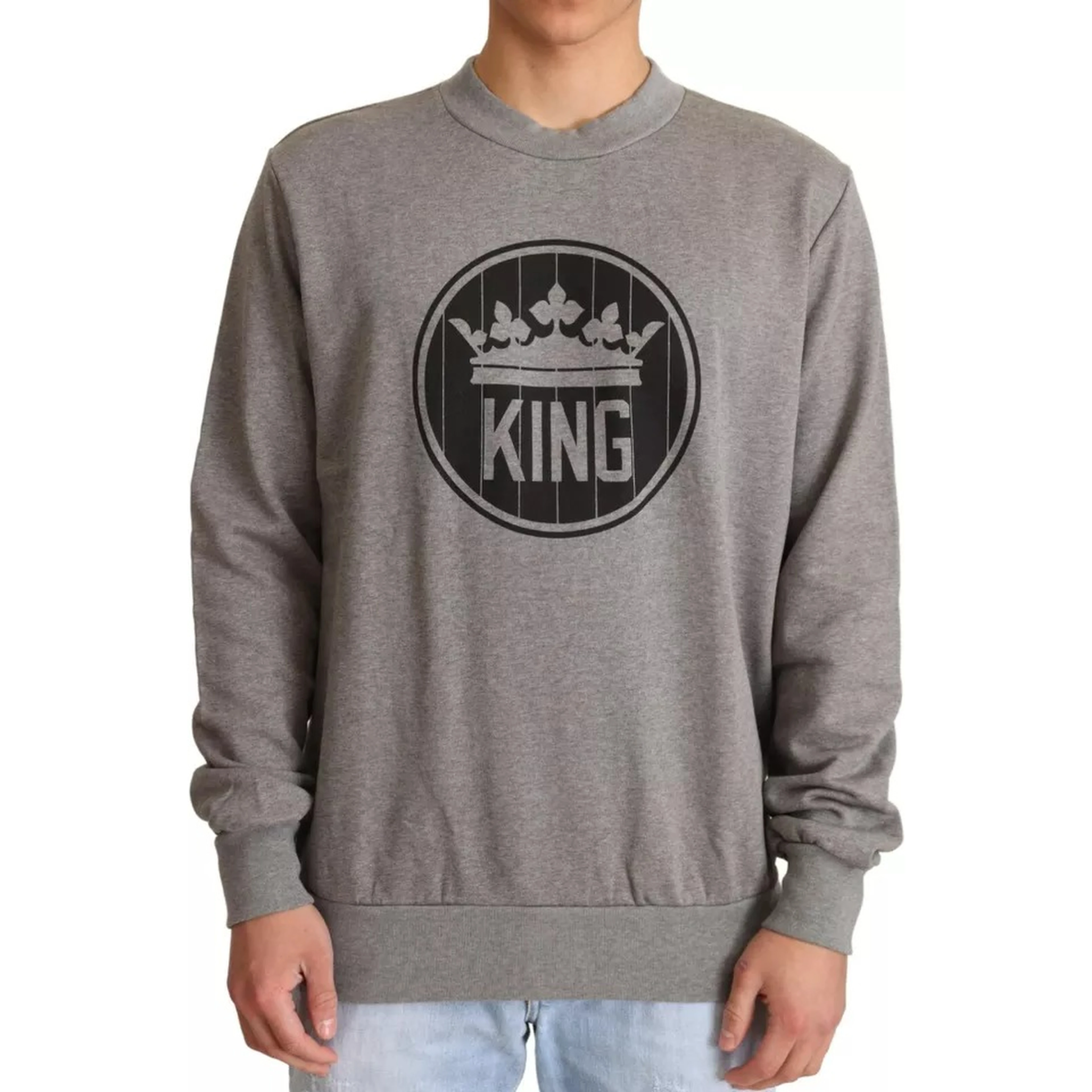 Gray Crown King Cotton Pullover Sweater