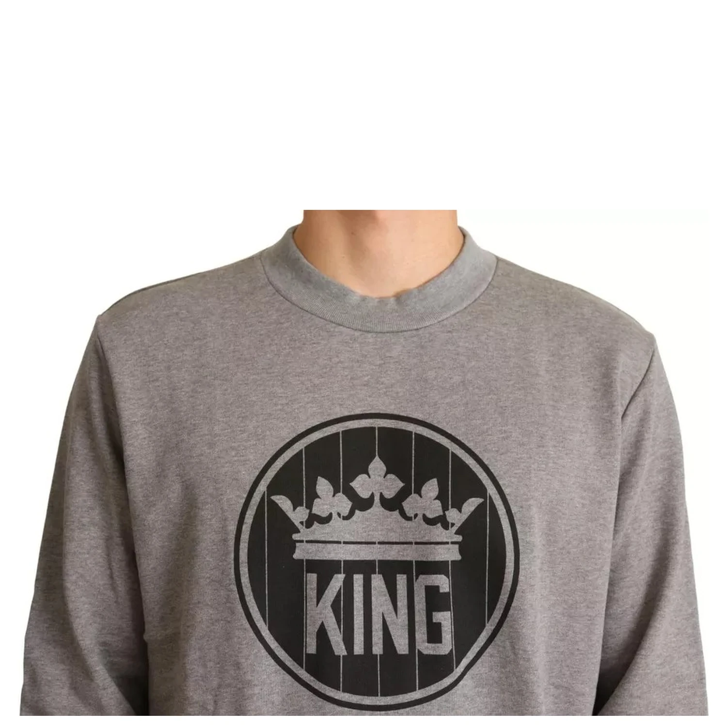 Gray Crown King Cotton Pullover Sweater