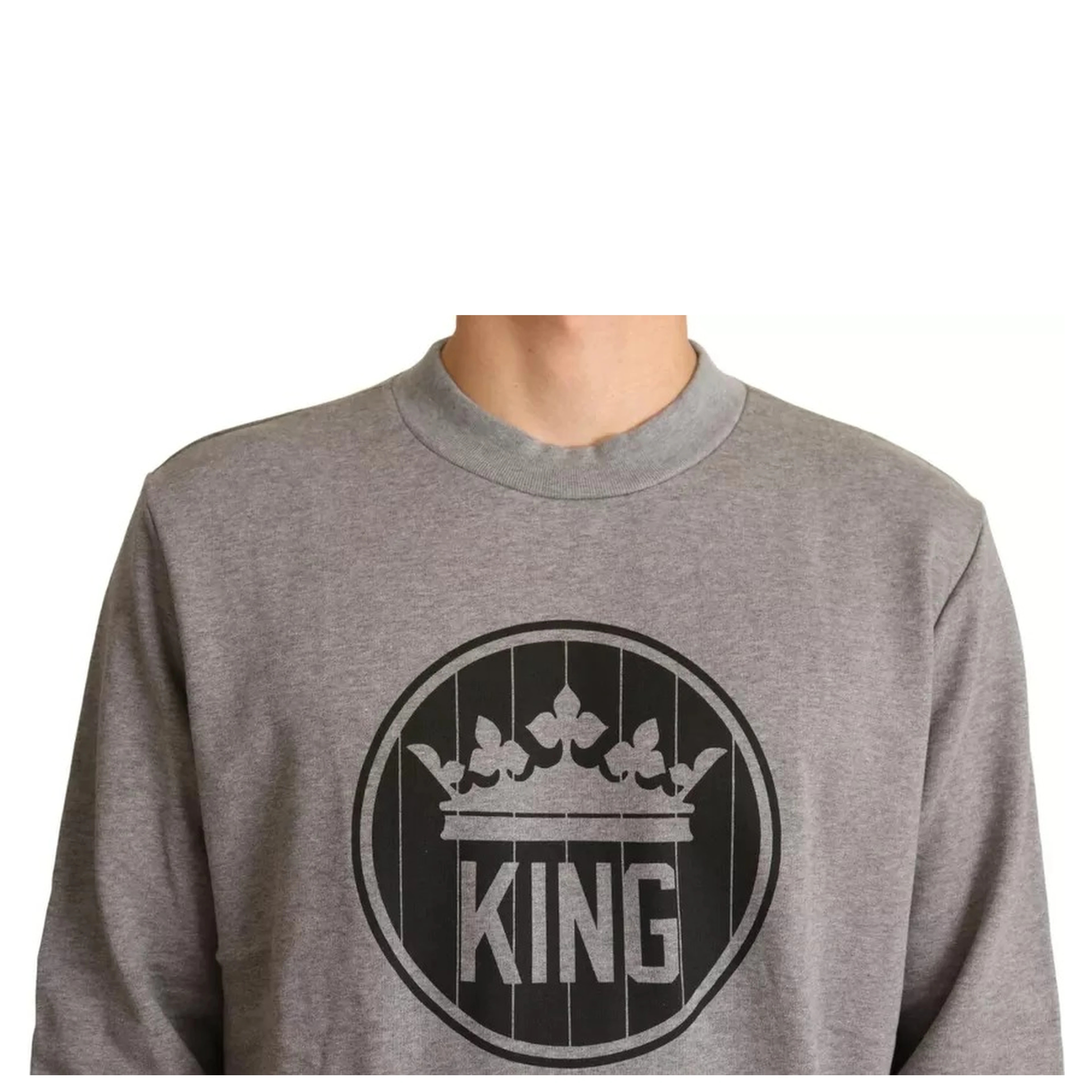 Gray Crown King Cotton Pullover Sweater