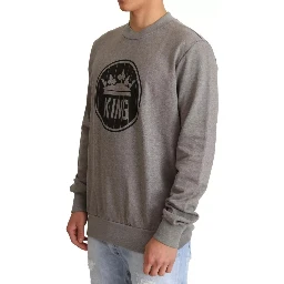 Gray Crown King Cotton Pullover Sweater