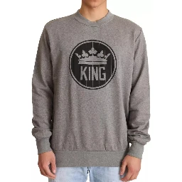Gray Crown King Cotton Pullover Sweater