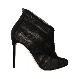 Black Tulle Ankle Boots Stiletto Heels Shoes