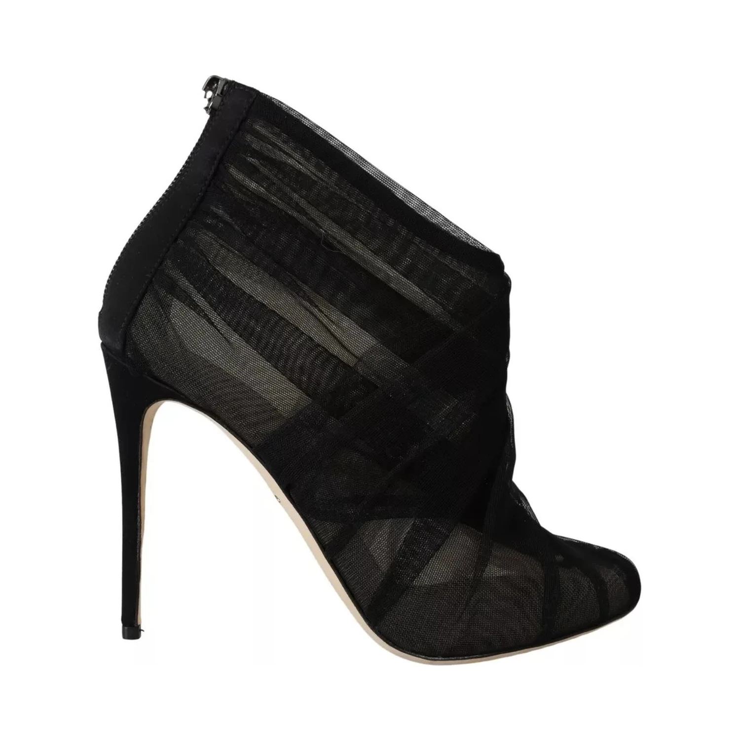 Black Tulle Ankle Boots Stiletto Heels Shoes