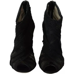 Black Tulle Ankle Boots Stiletto Heels Shoes