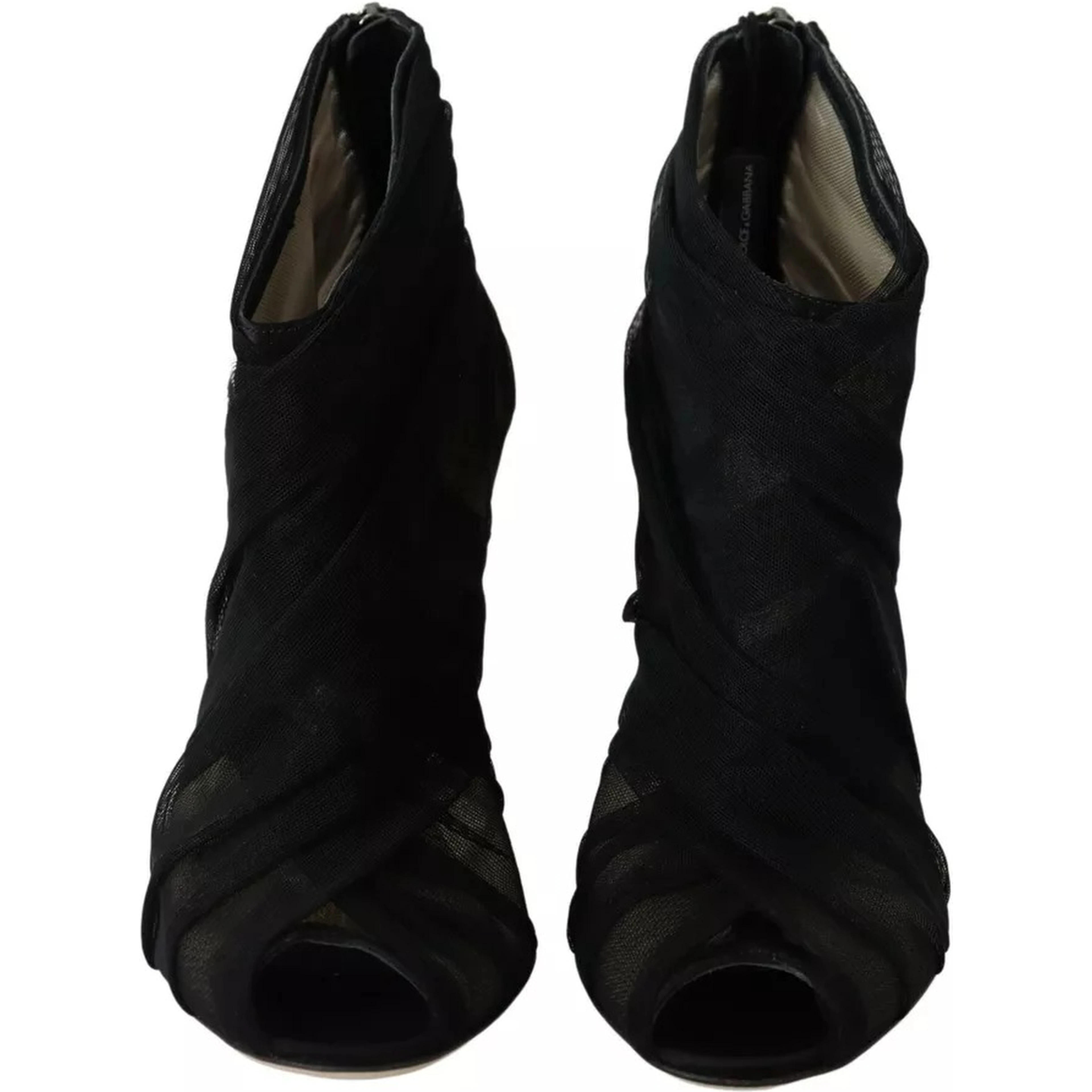 Black Tulle Ankle Boots Stiletto Heels Shoes