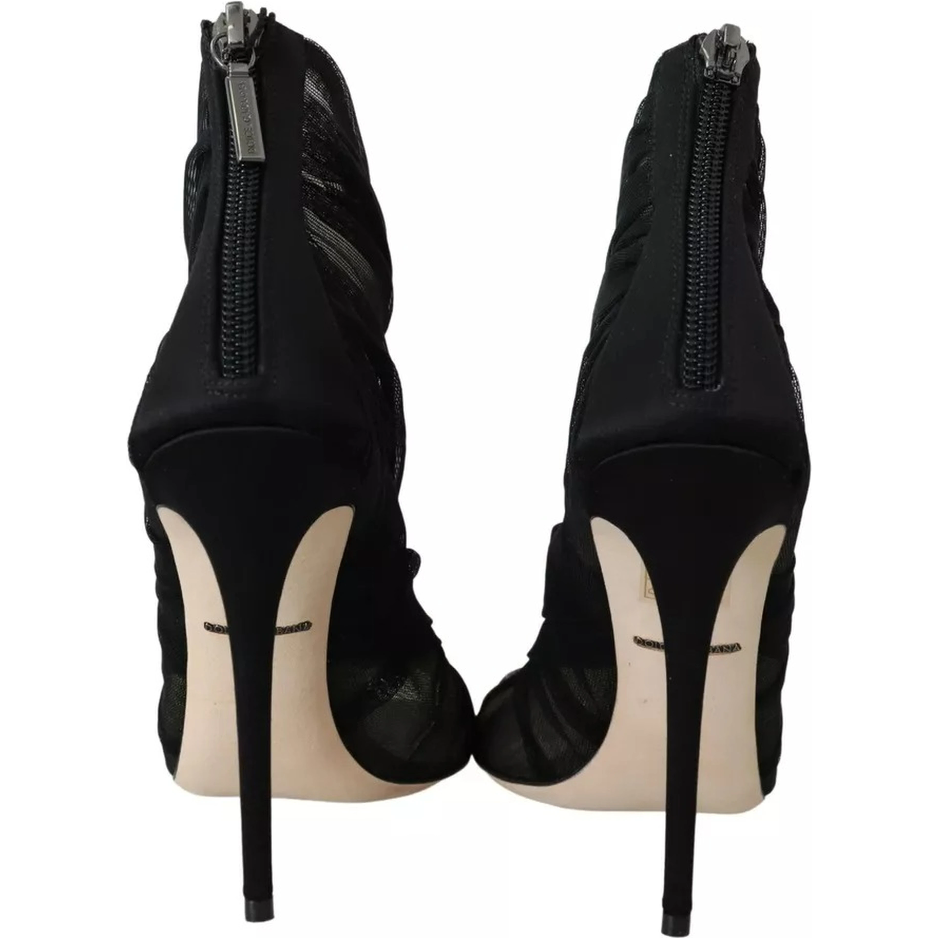 Black Tulle Ankle Boots Stiletto Heels Shoes
