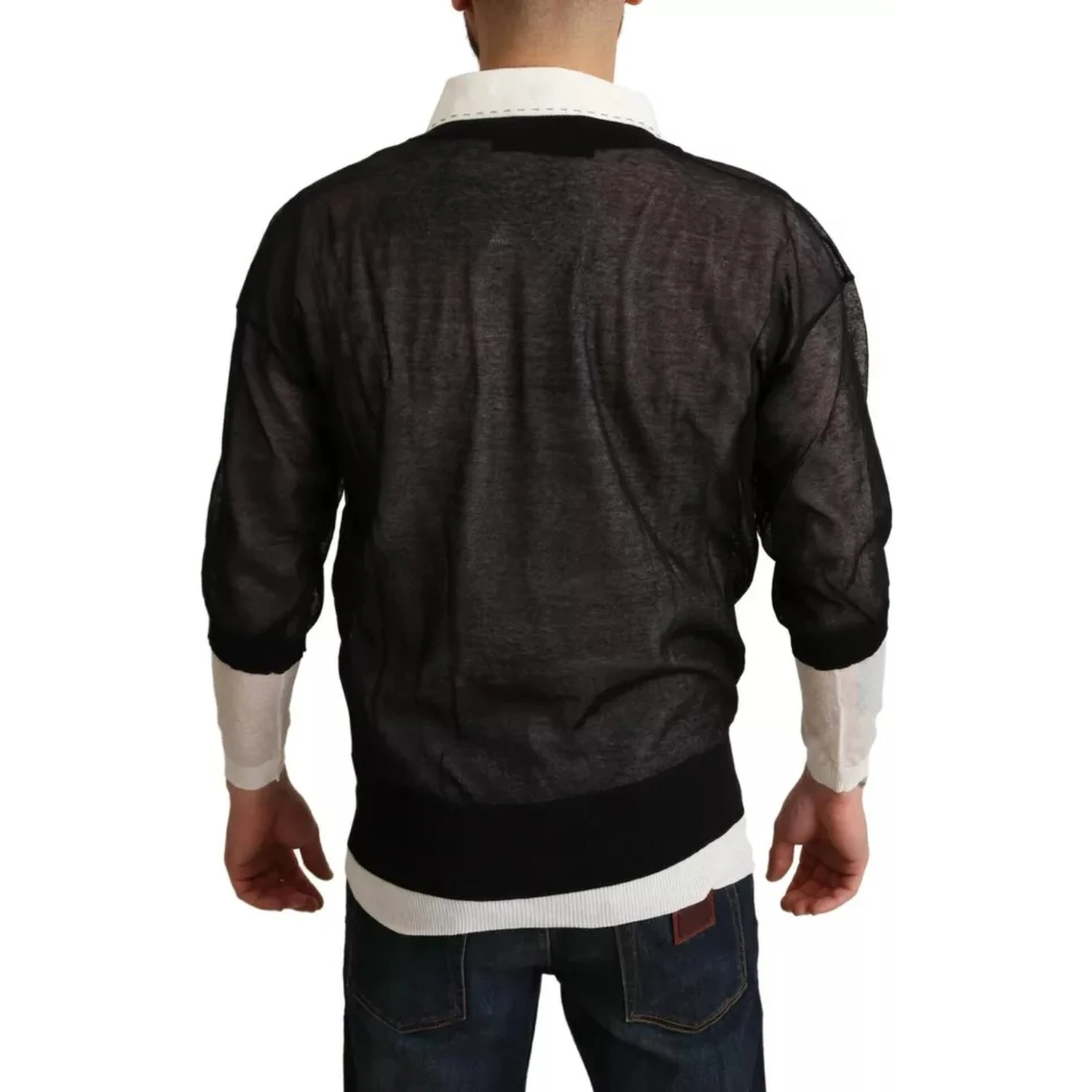 Black White Shirt One Piece Pullover Sweater