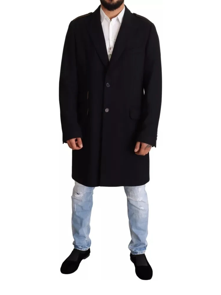 Blue Trench Coat Long Wool Stretch Jacket alternative