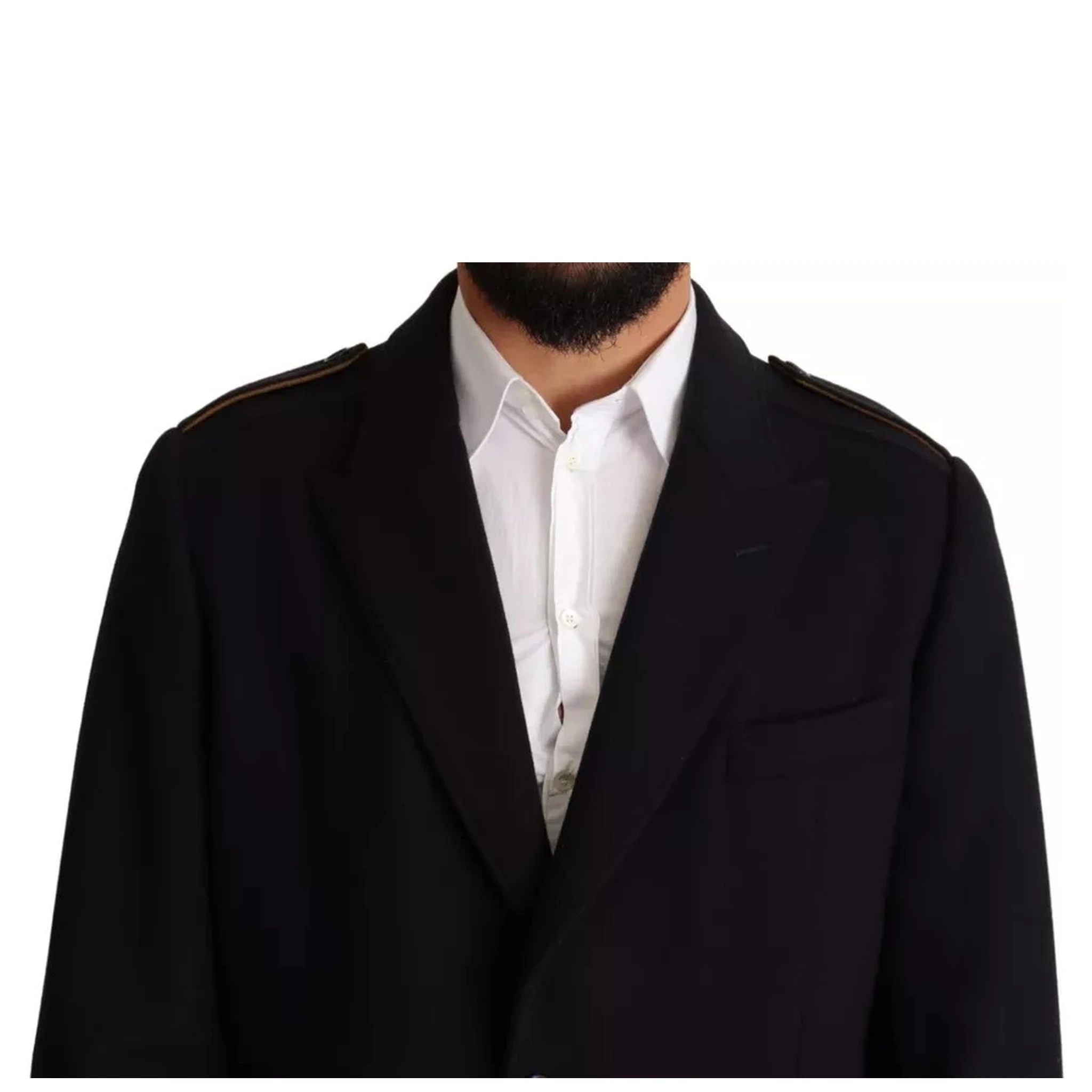 Blue Trench Coat Long Wool Stretch Jacket