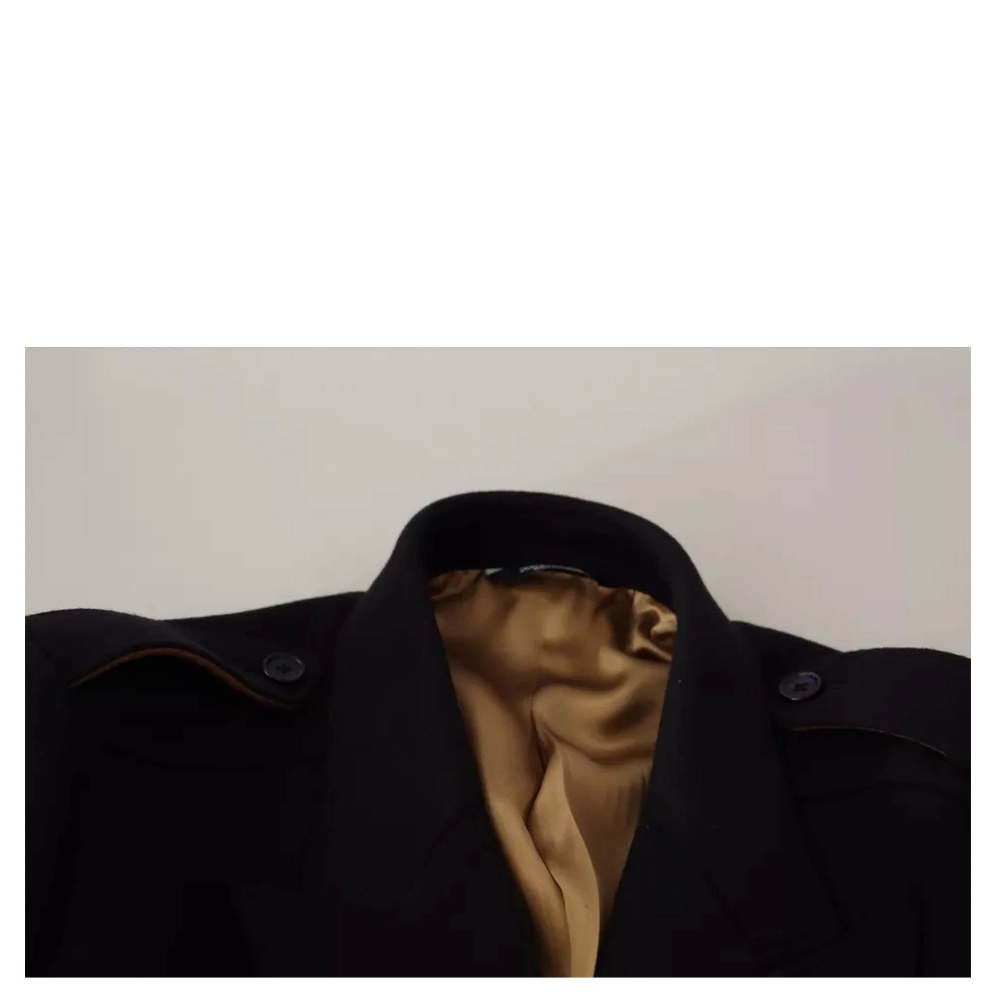 Blue Trench Coat Long Wool Stretch Jacket